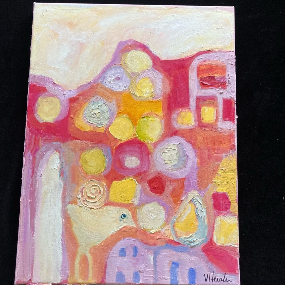 Spiritual Landscape “Original  Oil Large Painting Abstract Style 16”x 12”